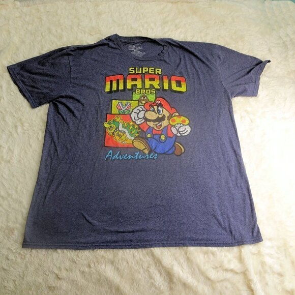 Nintendo Other - Super Mario Brothers Adventures Gray T-Shirt Size 2XL